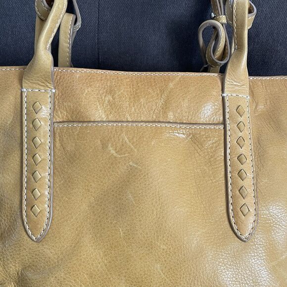 Frye Artisan Leather Melissa Tote Bag Shoulder Shopping Purse Mustard Brown - Picture 3 of 16